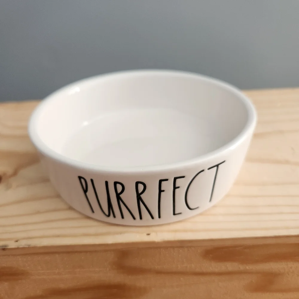 Rae Dunn Purrfect Cat Water or Food Ceramic Bowl